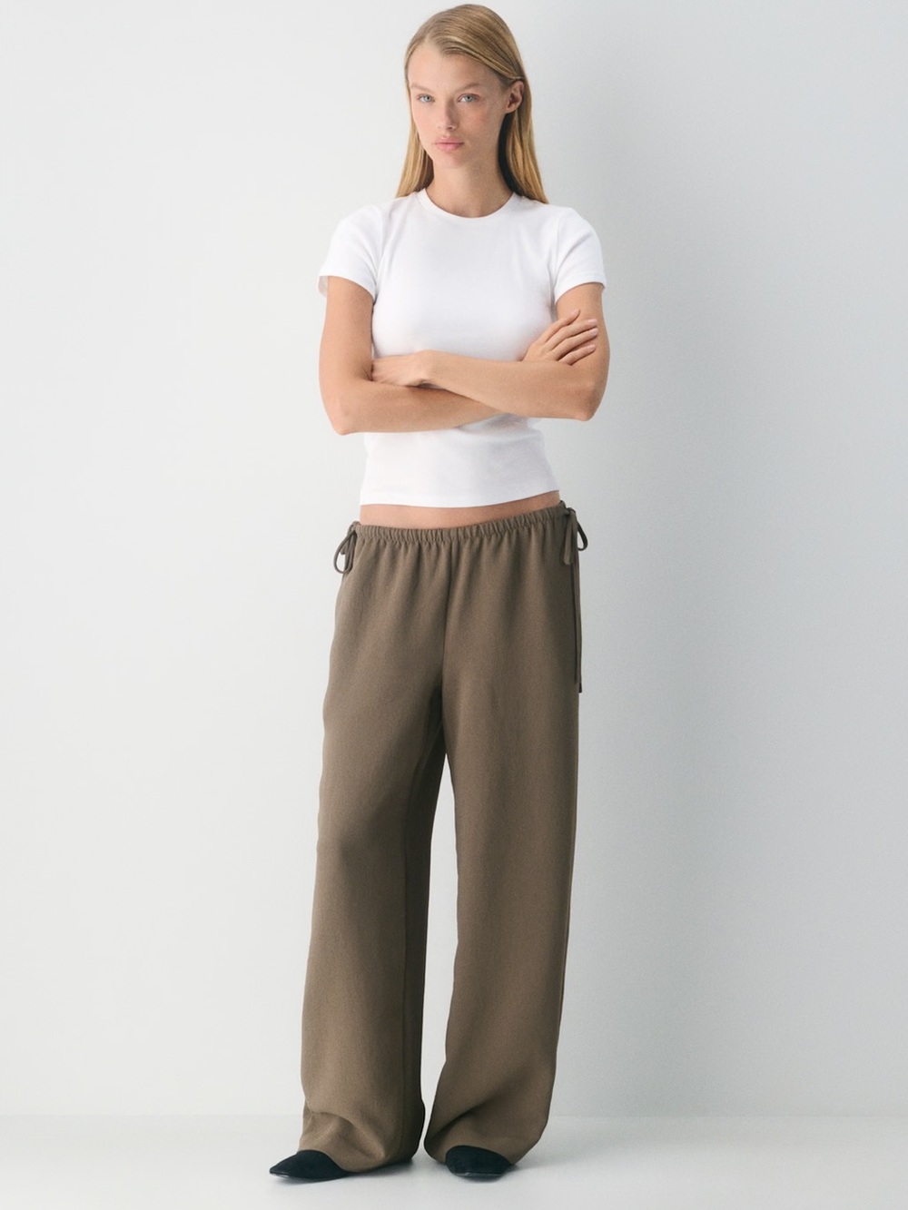 Aritzia Artisan Crepette Wide-Leg Pants — Cola Taupe